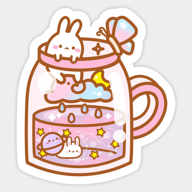 Bunny in Galaxy Tea Sticker by verciata